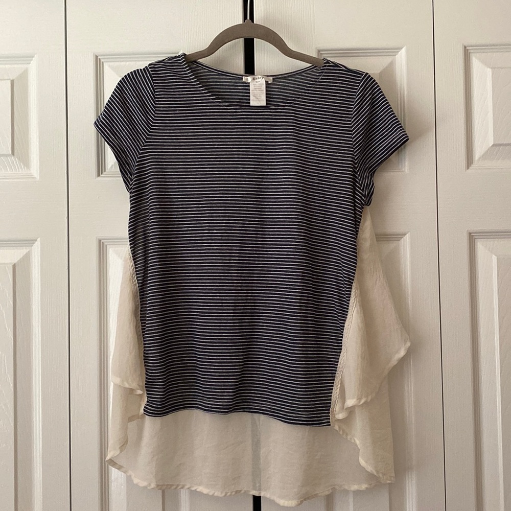 Esley blue and cream stripped shirt with sheer back